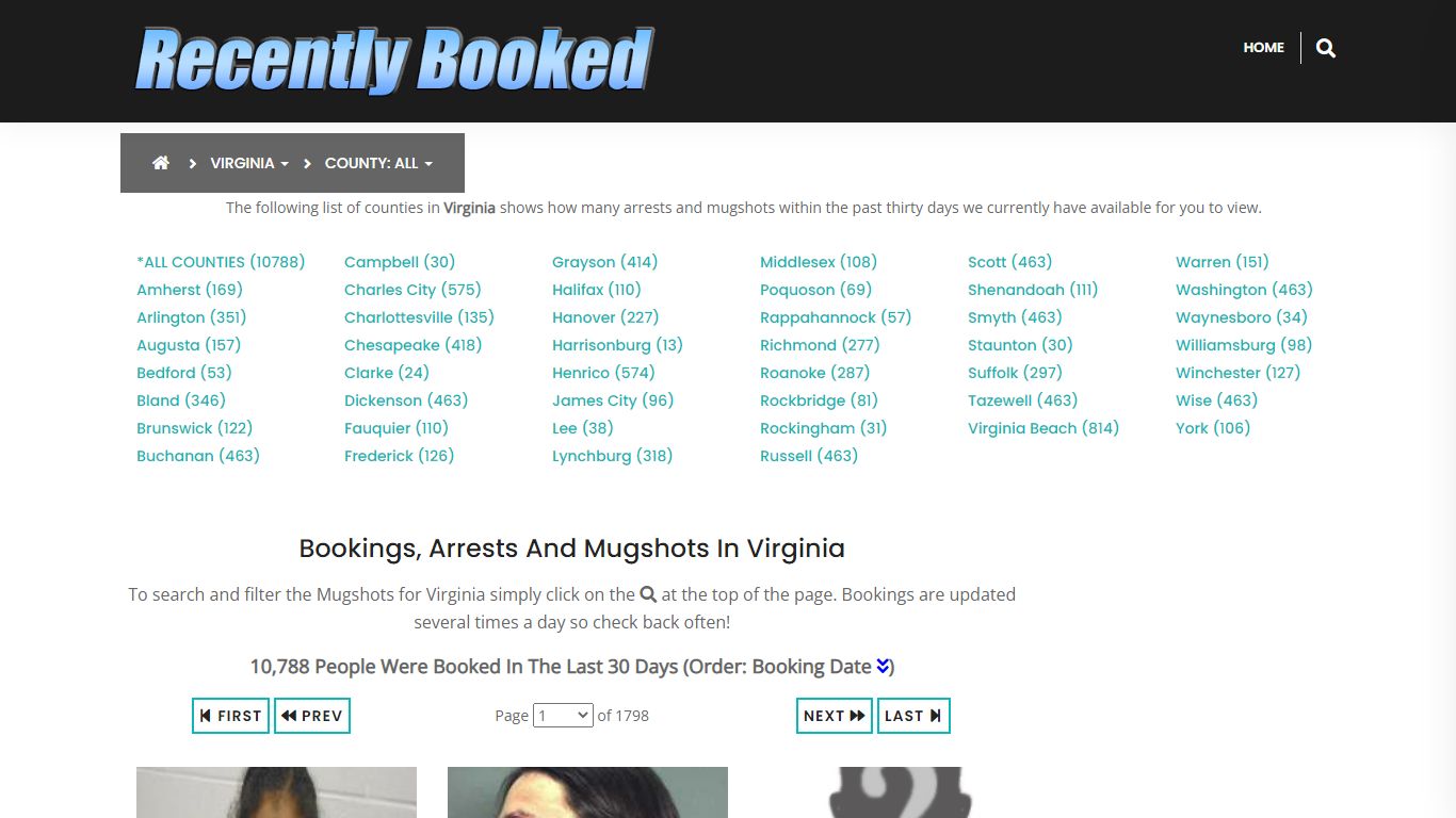 Recent bookings, Arrests, Mugshots in Virginia - Recently Booked