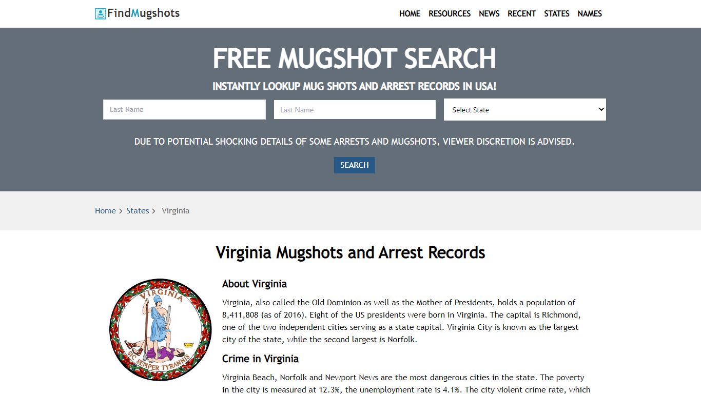 Find Virginia Mugshots - Find Mugshots